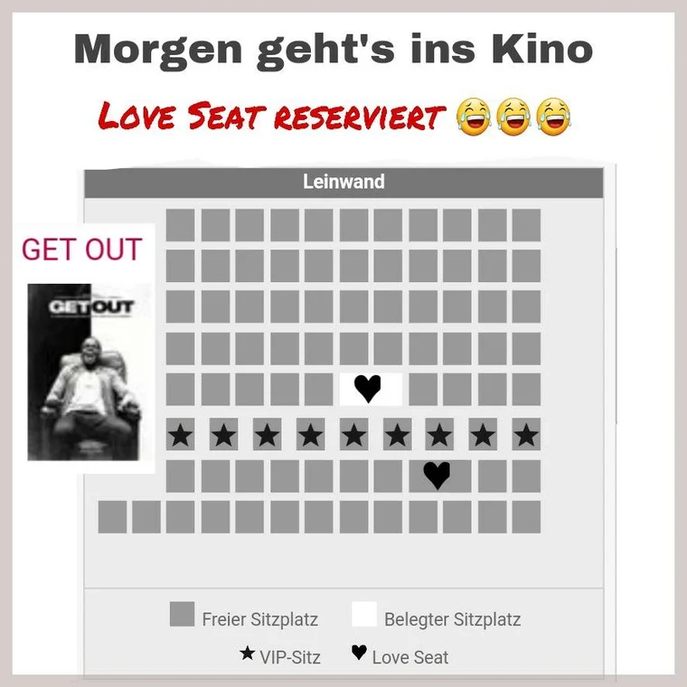 Einen Pärchenplatz in der Mitte vom Saal gebucht
