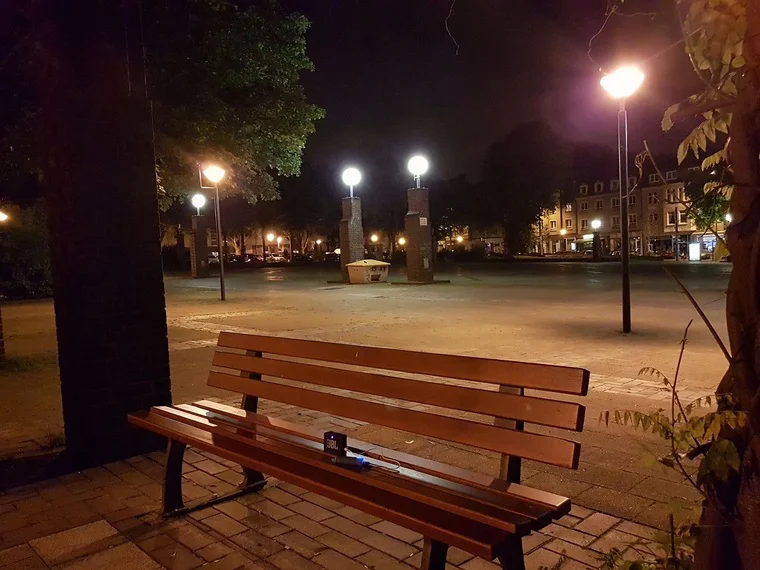 Der älteste Marktplatz Essens bei Nacht